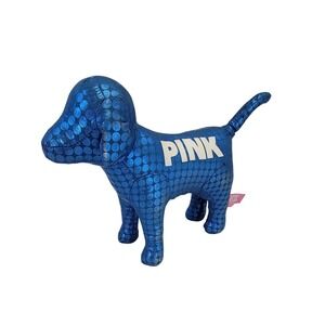 Victoria's Secret PINK Blue Metallic Dog Plush Toy